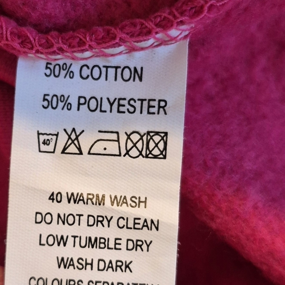 London England girls size 11/12 pink hoodie, mark on back of sleeve, VGUC - Picture 5 of 6